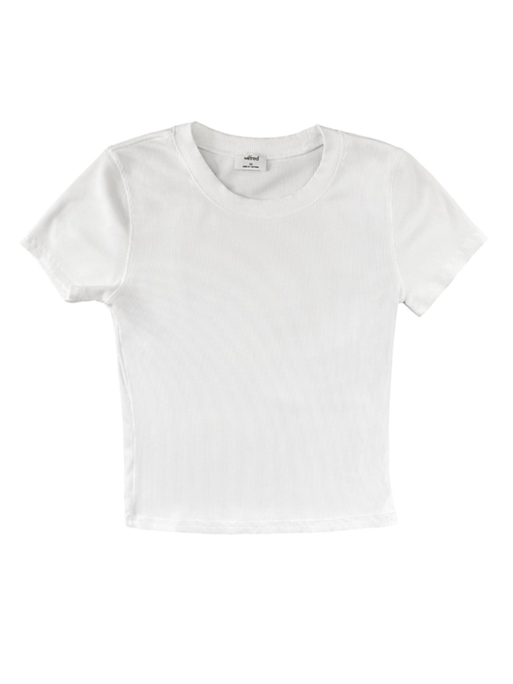 🍓 3 for 45- Aritzia/Wilfred White Ribbed Crewneck Crop Tee